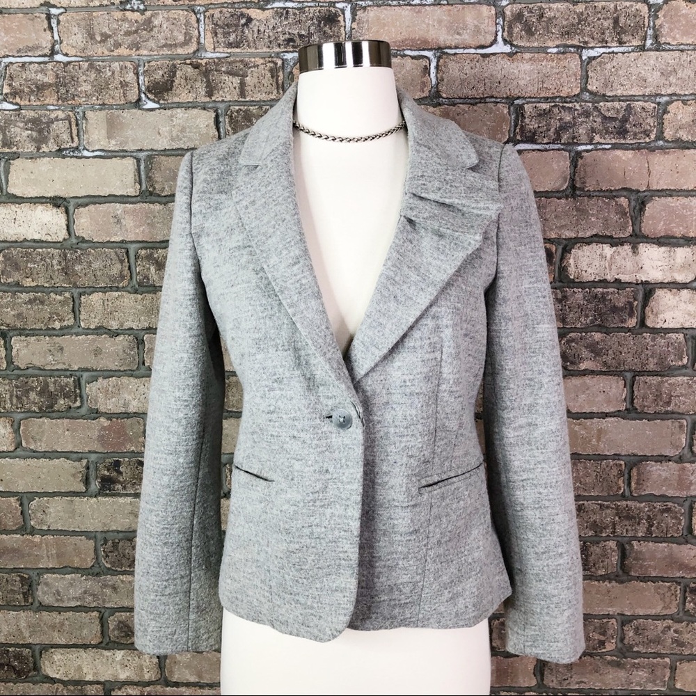 Anthropologie Elevenses Pleated Collar Blazer - Picture 2 of 7